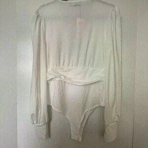 Cider White V-Neck Bodysuit Top